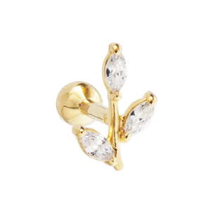 MICRO RETO RAMO MINI ZIRCONIA OURO 18K